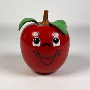 1972 Fisher Price Happy Apple Roly Poly Musical Chime Ball Toy Red Vintage